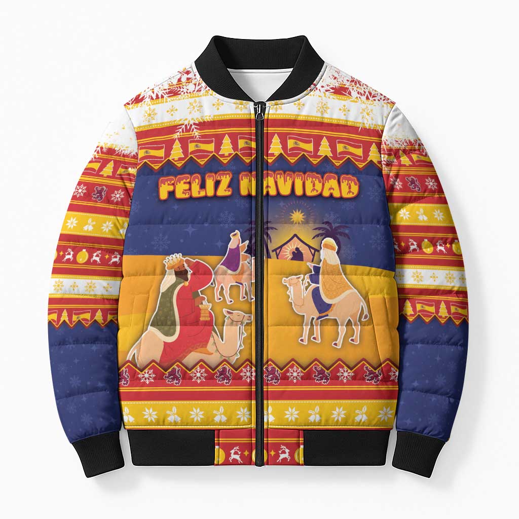 Spain Christmas Bomber Puffer Jacket Los Reyes Magos - Wonder Print Shop
