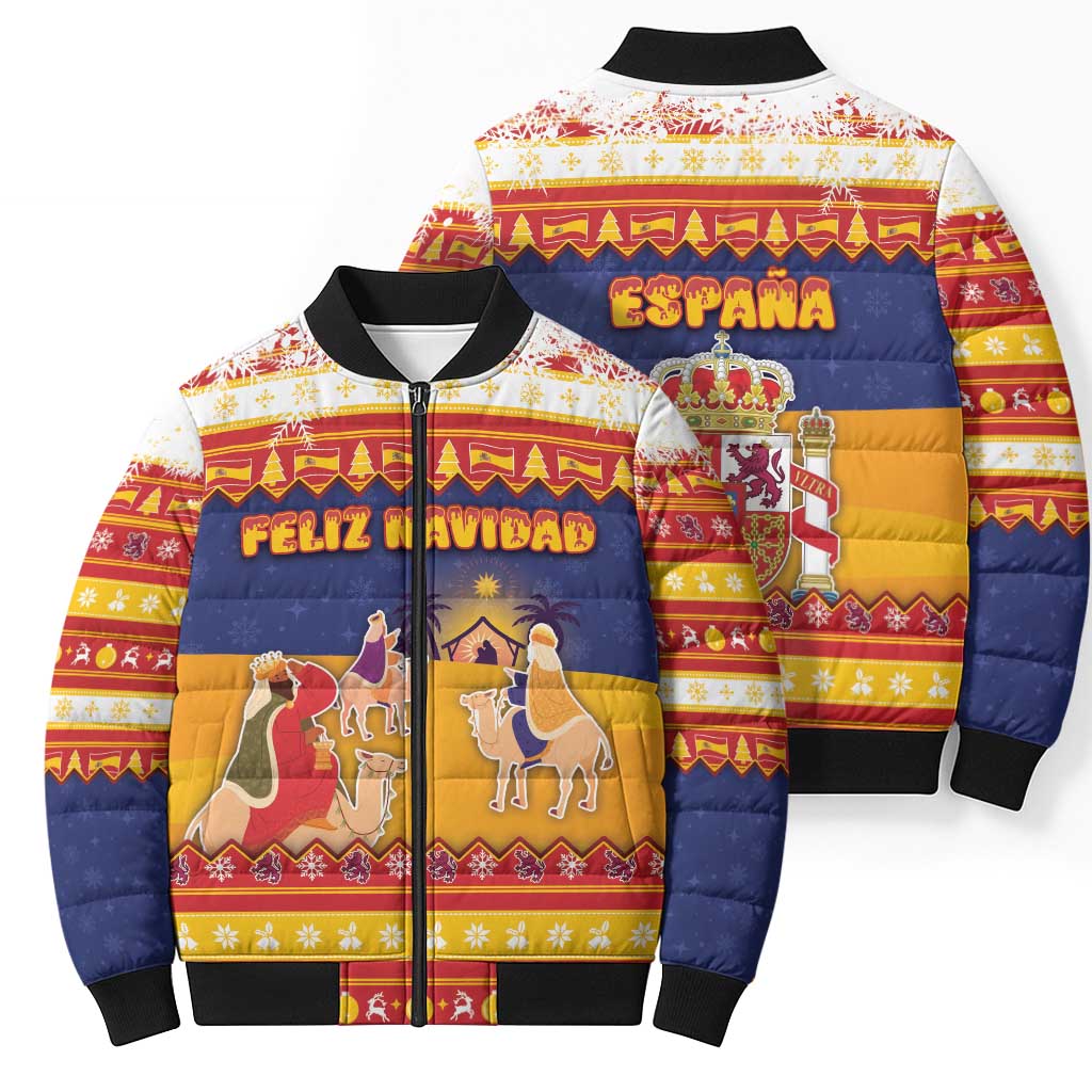 Spain Christmas Bomber Puffer Jacket Los Reyes Magos - Wonder Print Shop