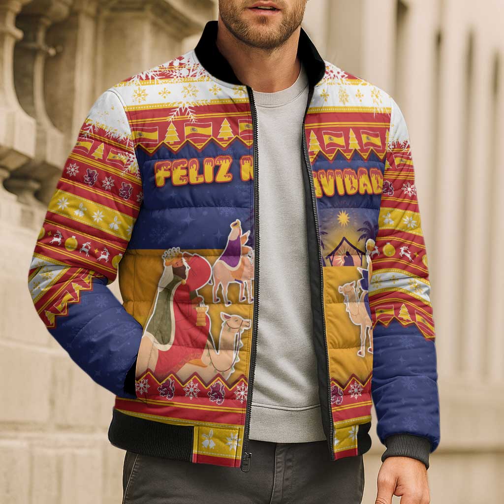 Spain Christmas Bomber Puffer Jacket Los Reyes Magos - Wonder Print Shop