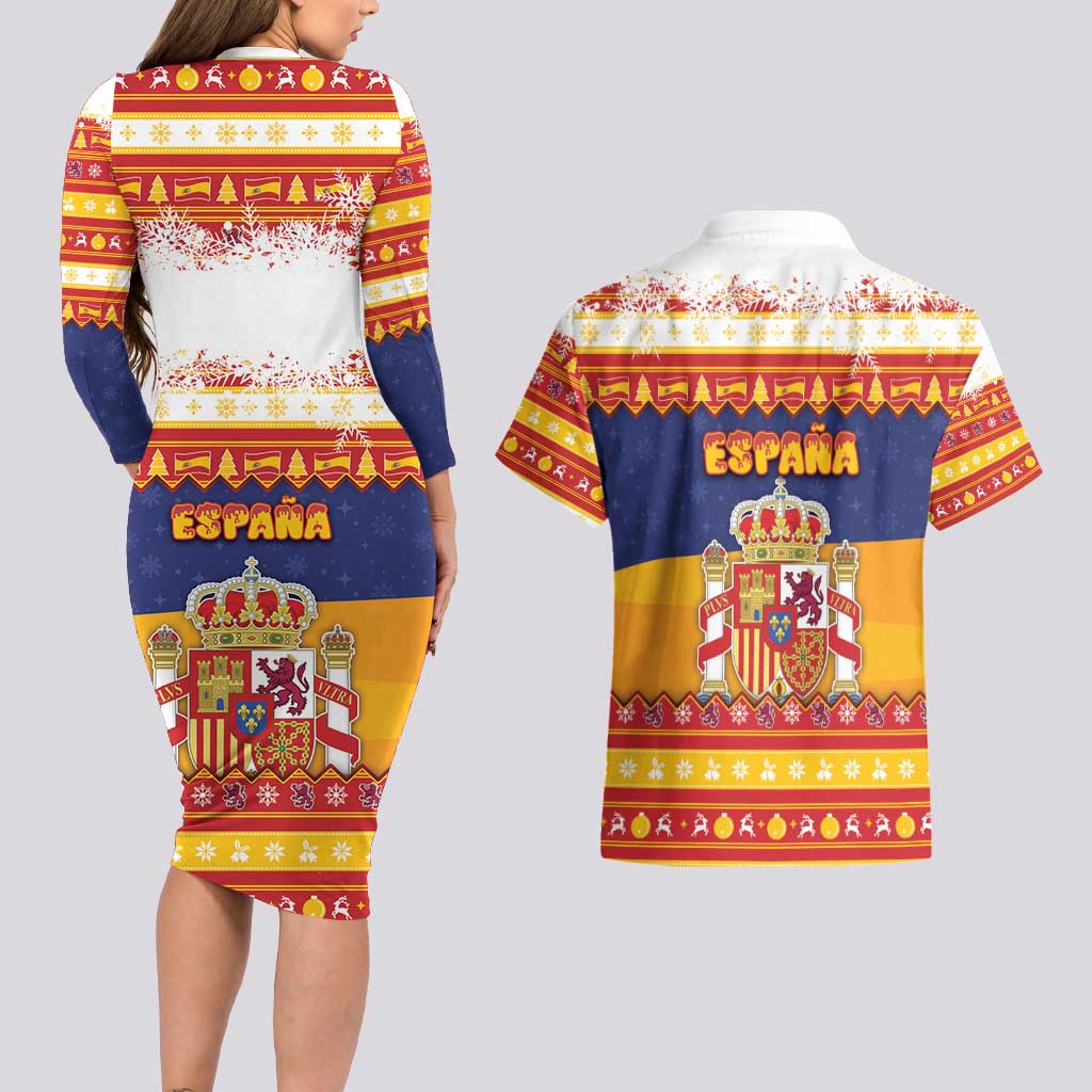 Spain Christmas Couples Matching Long Sleeve Bodycon Dress and Hawaiian Shirt Los Reyes Magos - Wonder Print Shop