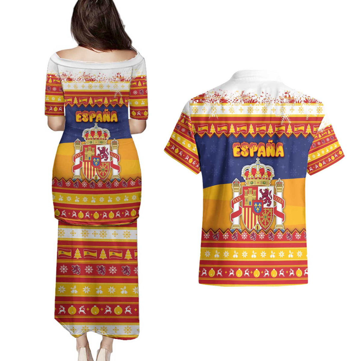 Spain Christmas Couples Matching Puletasi and Hawaiian Shirt Los Reyes Magos - Wonder Print Shop