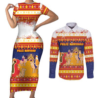 Spain Christmas Couples Matching Short Sleeve Bodycon Dress and Long Sleeve Button Shirt Los Reyes Magos - Wonder Print Shop