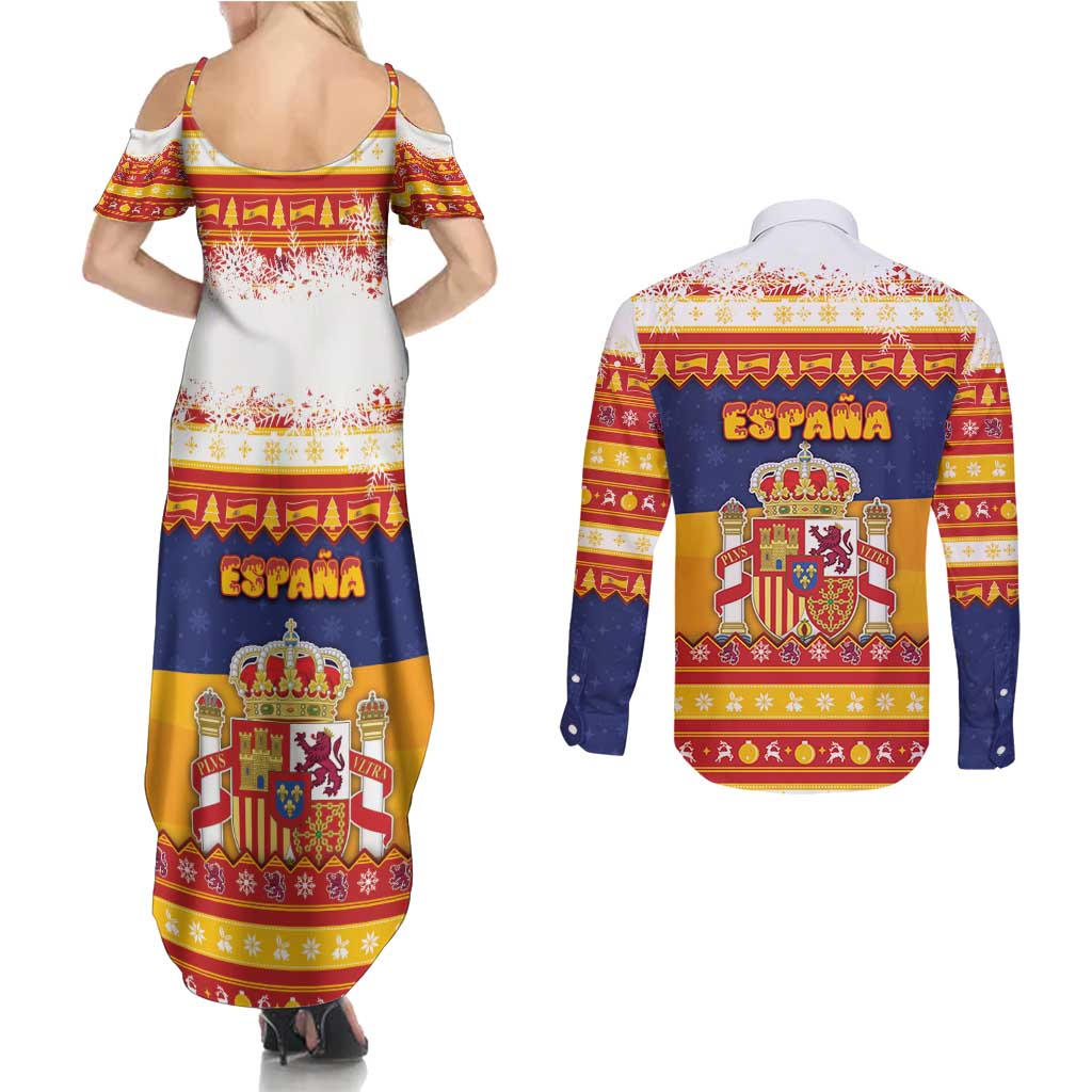 Spain Christmas Couples Matching Summer Maxi Dress and Long Sleeve Button Shirt Los Reyes Magos - Wonder Print Shop