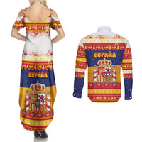 Spain Christmas Couples Matching Summer Maxi Dress and Long Sleeve Button Shirt Los Reyes Magos - Wonder Print Shop