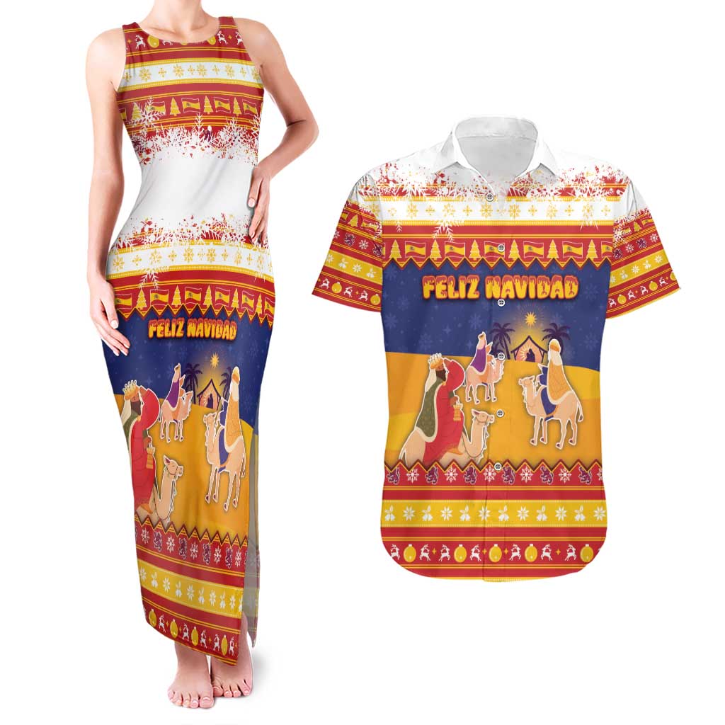 Spain Christmas Couples Matching Tank Maxi Dress and Hawaiian Shirt Los Reyes Magos - Wonder Print Shop