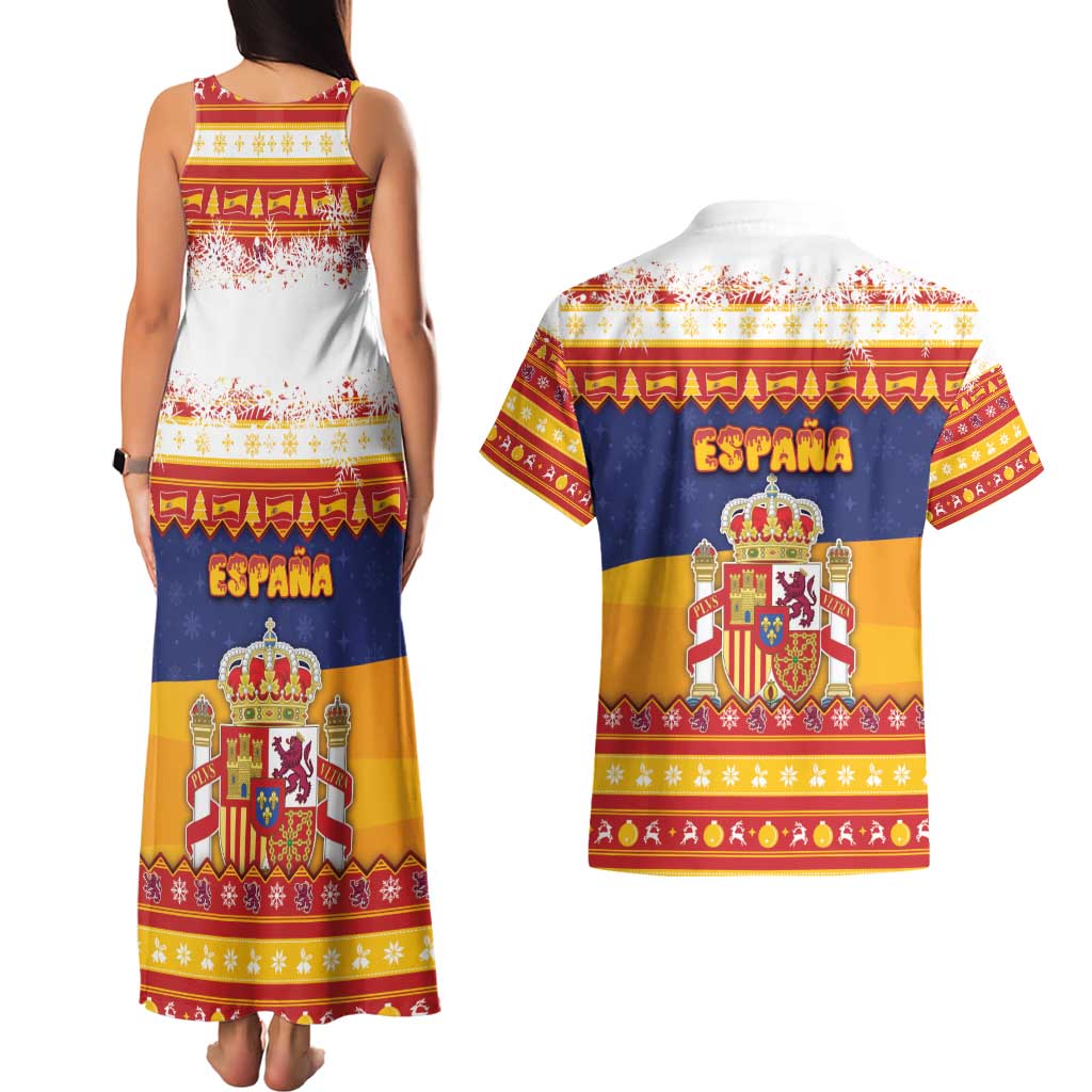 Spain Christmas Couples Matching Tank Maxi Dress and Hawaiian Shirt Los Reyes Magos - Wonder Print Shop