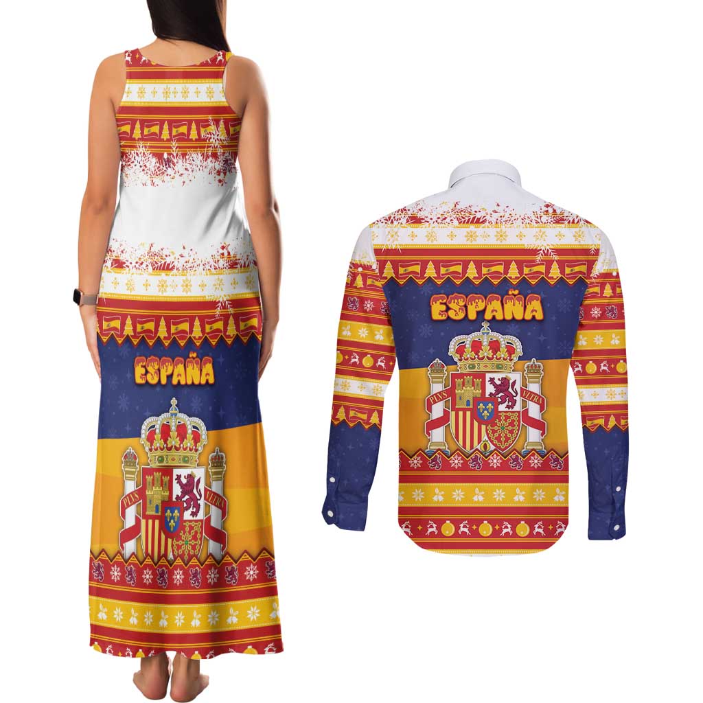 Spain Christmas Couples Matching Tank Maxi Dress and Long Sleeve Button Shirt Los Reyes Magos - Wonder Print Shop