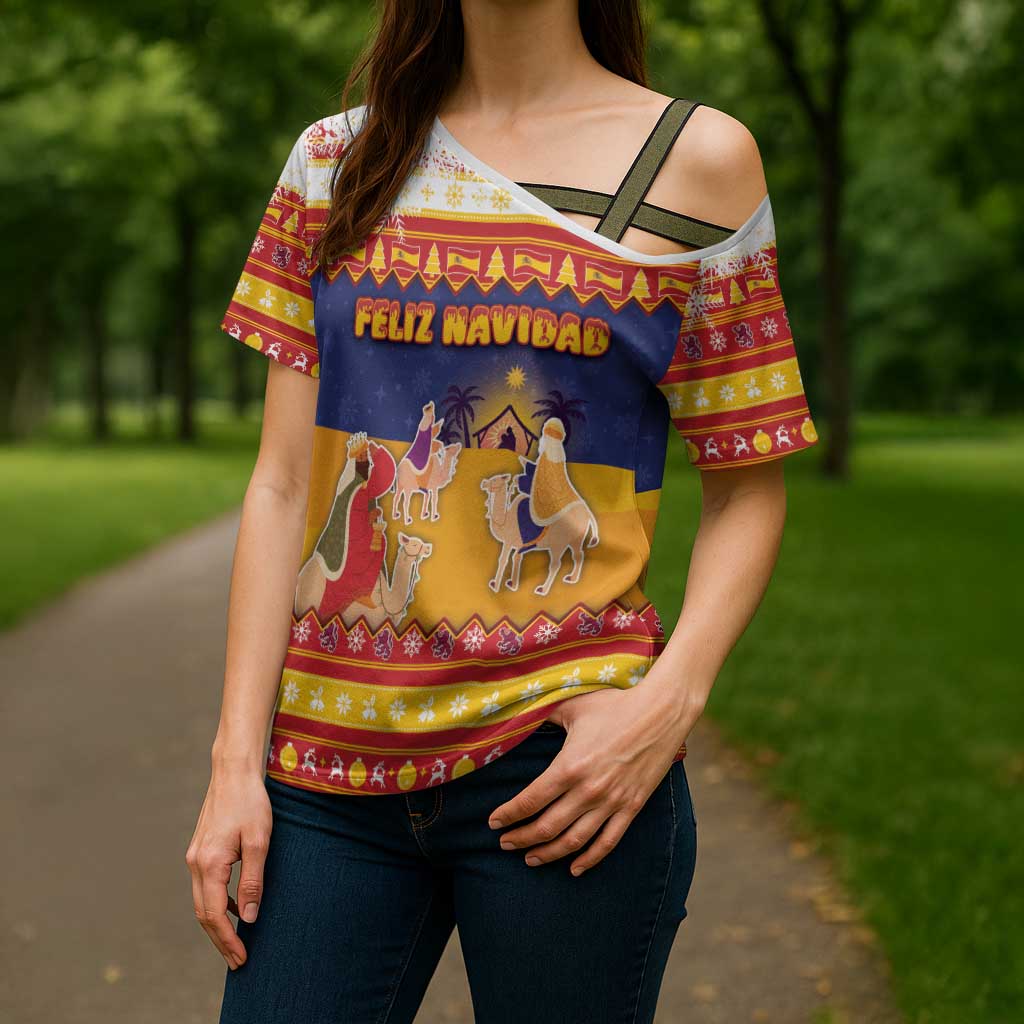 Spain Christmas Cross Shoulder Shirt Los Reyes Magos - Wonder Print Shop