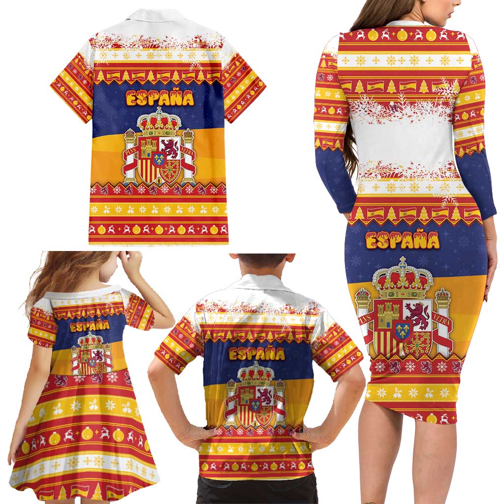 Spain Christmas Family Matching Long Sleeve Bodycon Dress and Hawaiian Shirt Los Reyes Magos - Wonder Print Shop