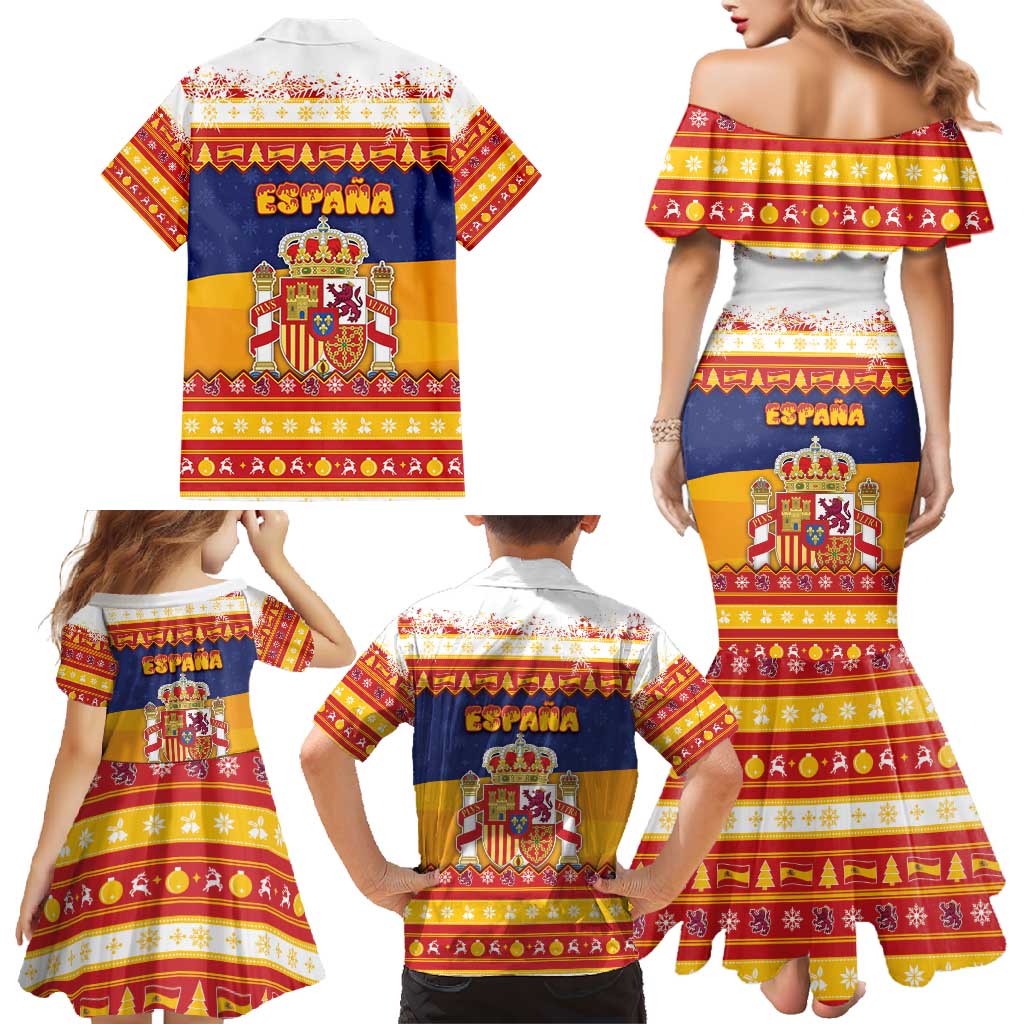 Spain Christmas Family Matching Mermaid Dress and Hawaiian Shirt Los Reyes Magos - Wonder Print Shop