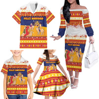 Spain Christmas Family Matching Off The Shoulder Long Sleeve Dress and Hawaiian Shirt Los Reyes Magos - Wonder Print Shop