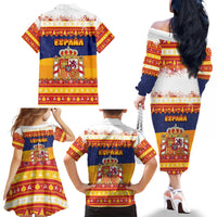 Spain Christmas Family Matching Off The Shoulder Long Sleeve Dress and Hawaiian Shirt Los Reyes Magos - Wonder Print Shop