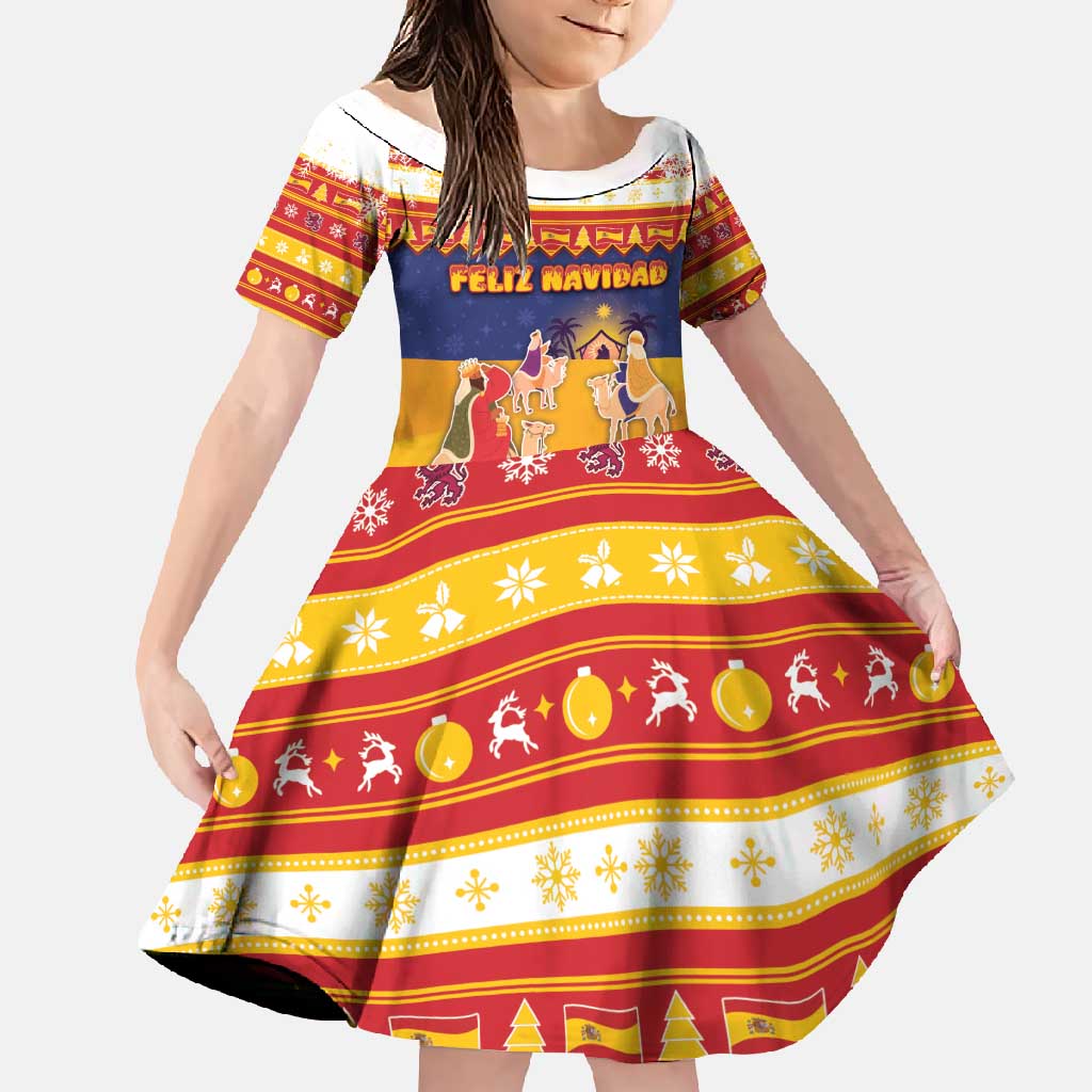 Spain Christmas Family Matching Off Shoulder Maxi Dress and Hawaiian Shirt Los Reyes Magos - Wonder Print Shop