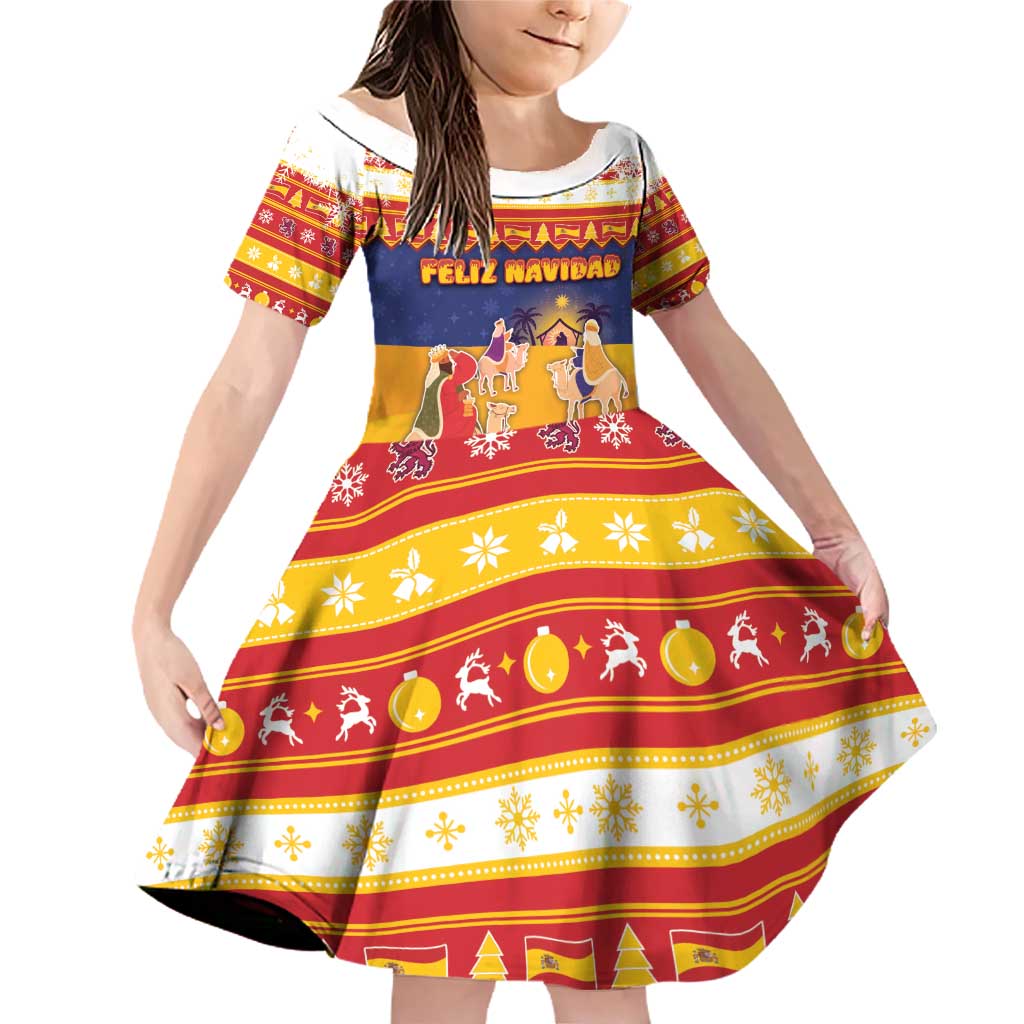 Spain Christmas Family Matching Off Shoulder Short Dress and Hawaiian Shirt Los Reyes Magos - Wonder Print Shop