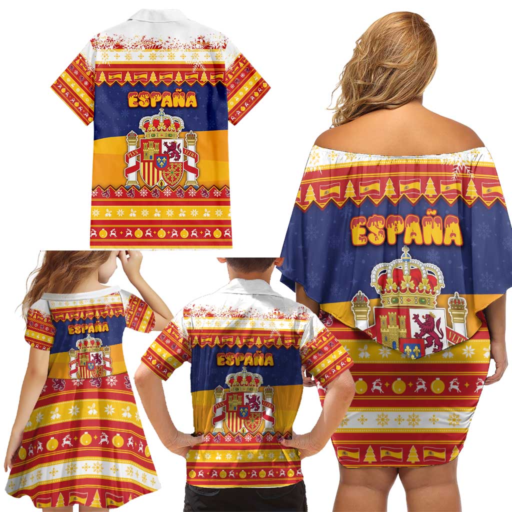 Spain Christmas Family Matching Off Shoulder Short Dress and Hawaiian Shirt Los Reyes Magos - Wonder Print Shop