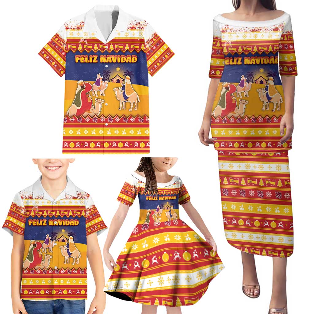 Spain Christmas Family Matching Puletasi and Hawaiian Shirt Los Reyes Magos - Wonder Print Shop