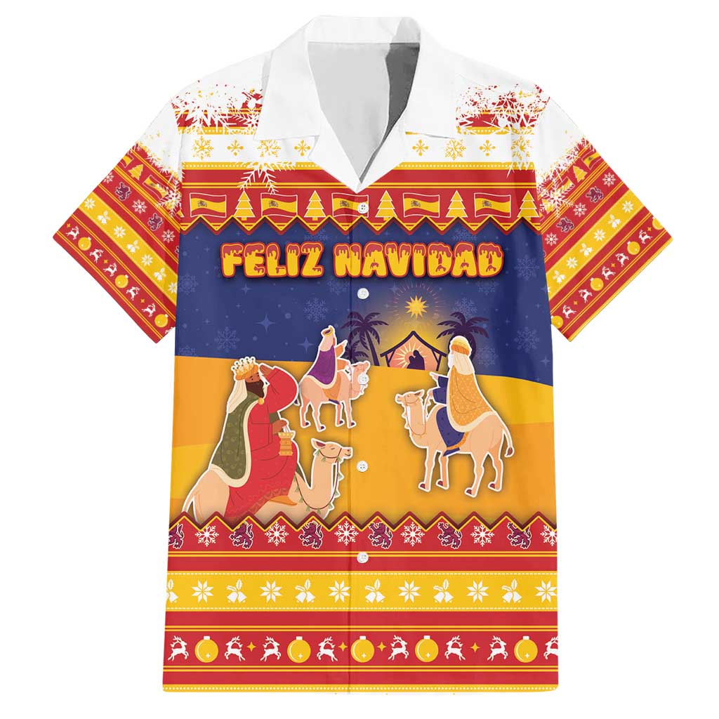 Spain Christmas Family Matching Short Sleeve Bodycon Dress and Hawaiian Shirt Los Reyes Magos - Wonder Print Shop