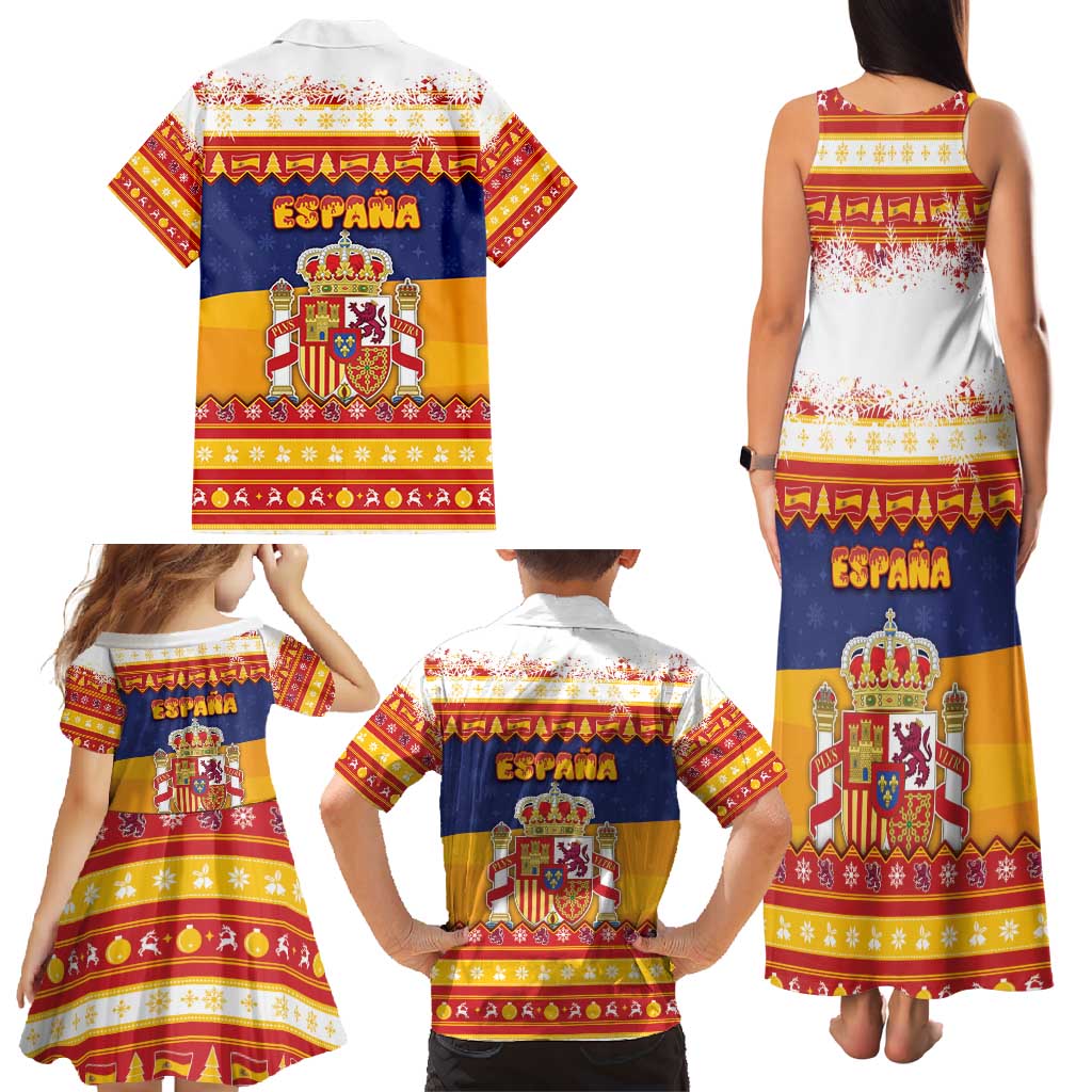 Spain Christmas Family Matching Tank Maxi Dress and Hawaiian Shirt Los Reyes Magos - Wonder Print Shop