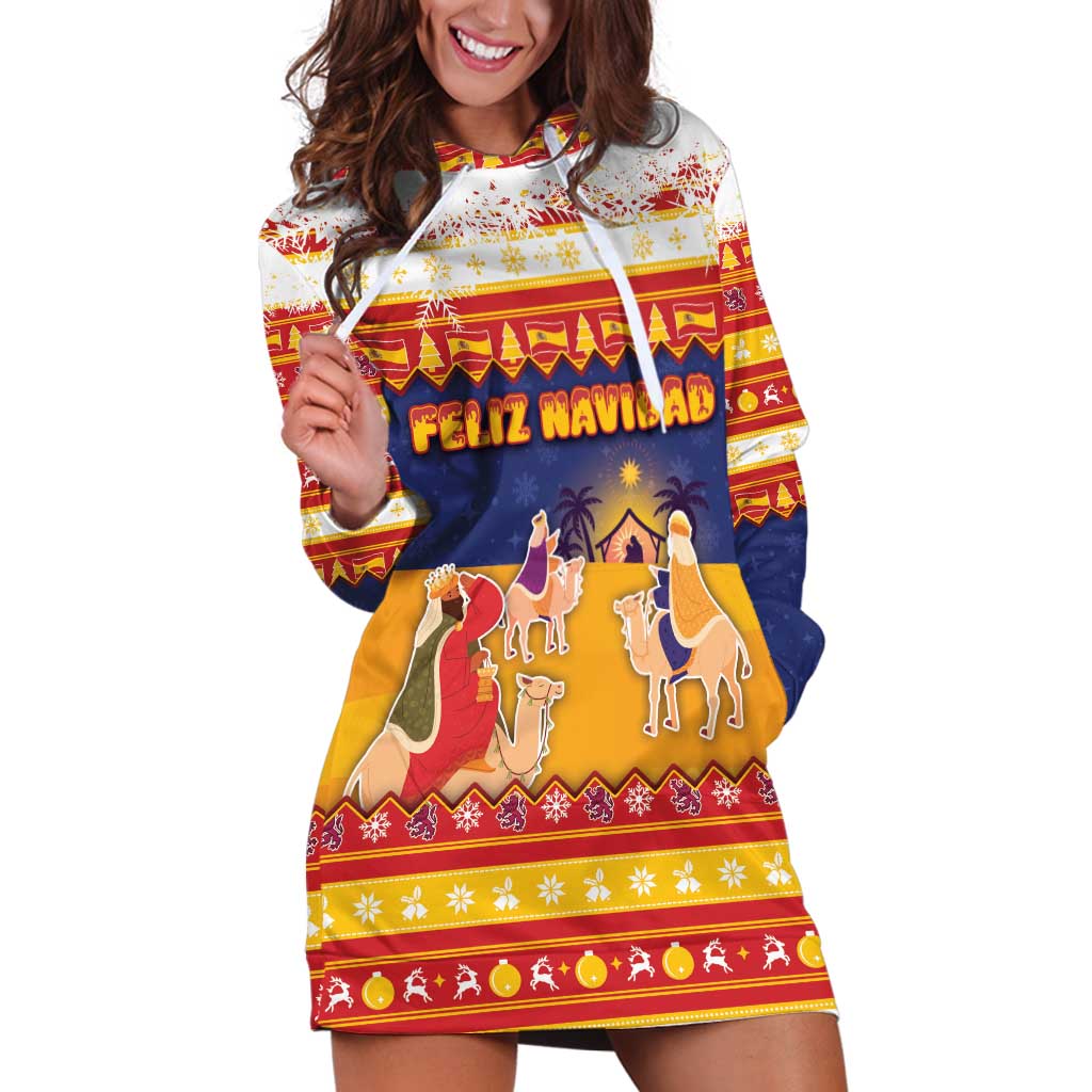 Spain Christmas Hoodie Dress Los Reyes Magos - Wonder Print Shop