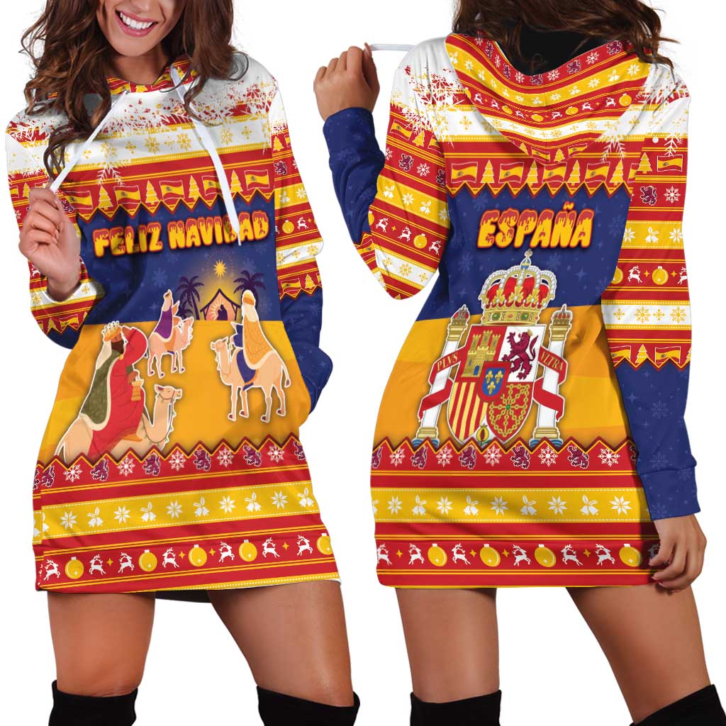 Spain Christmas Hoodie Dress Los Reyes Magos - Wonder Print Shop
