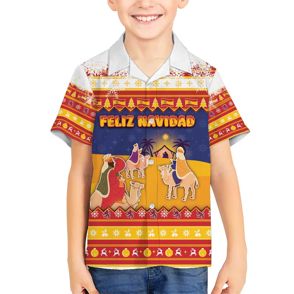 Spain Christmas Kid Hawaiian Shirt Los Reyes Magos - Wonder Print Shop