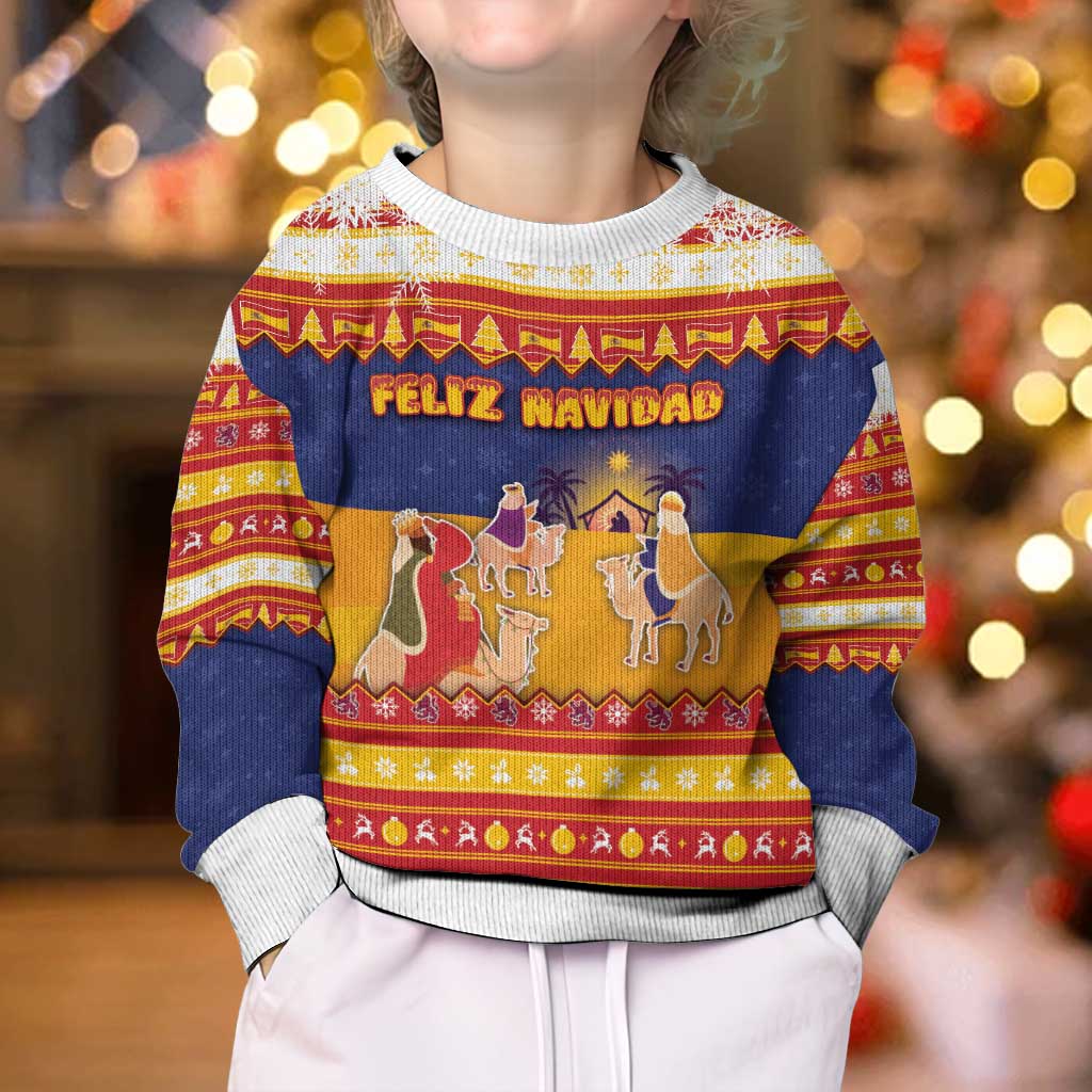 Spain Christmas Kid Ugly Christmas Sweater Los Reyes Magos - Wonder Print Shop