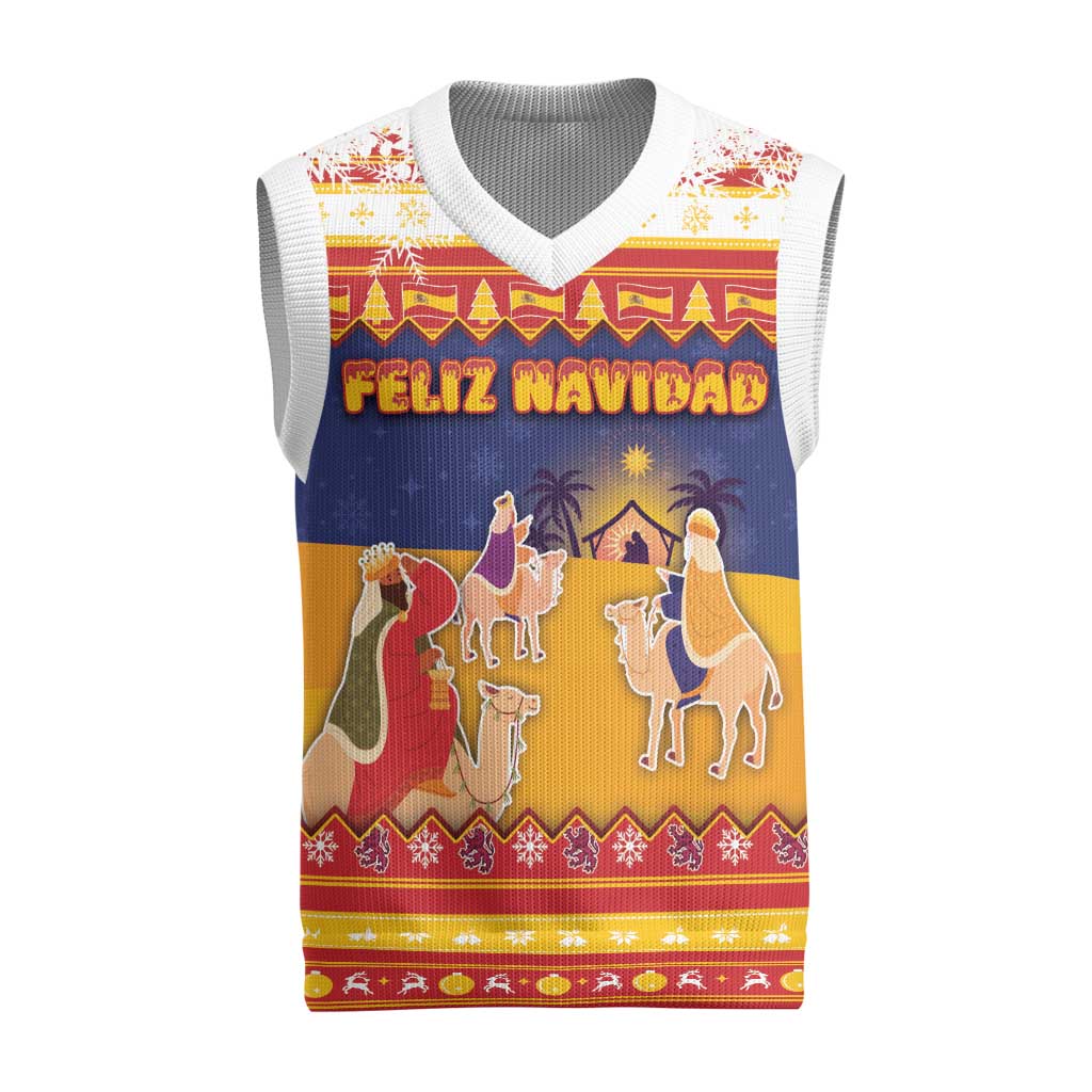 Spain Christmas Knitted V-Neck Vest Los Reyes Magos - Wonder Print Shop