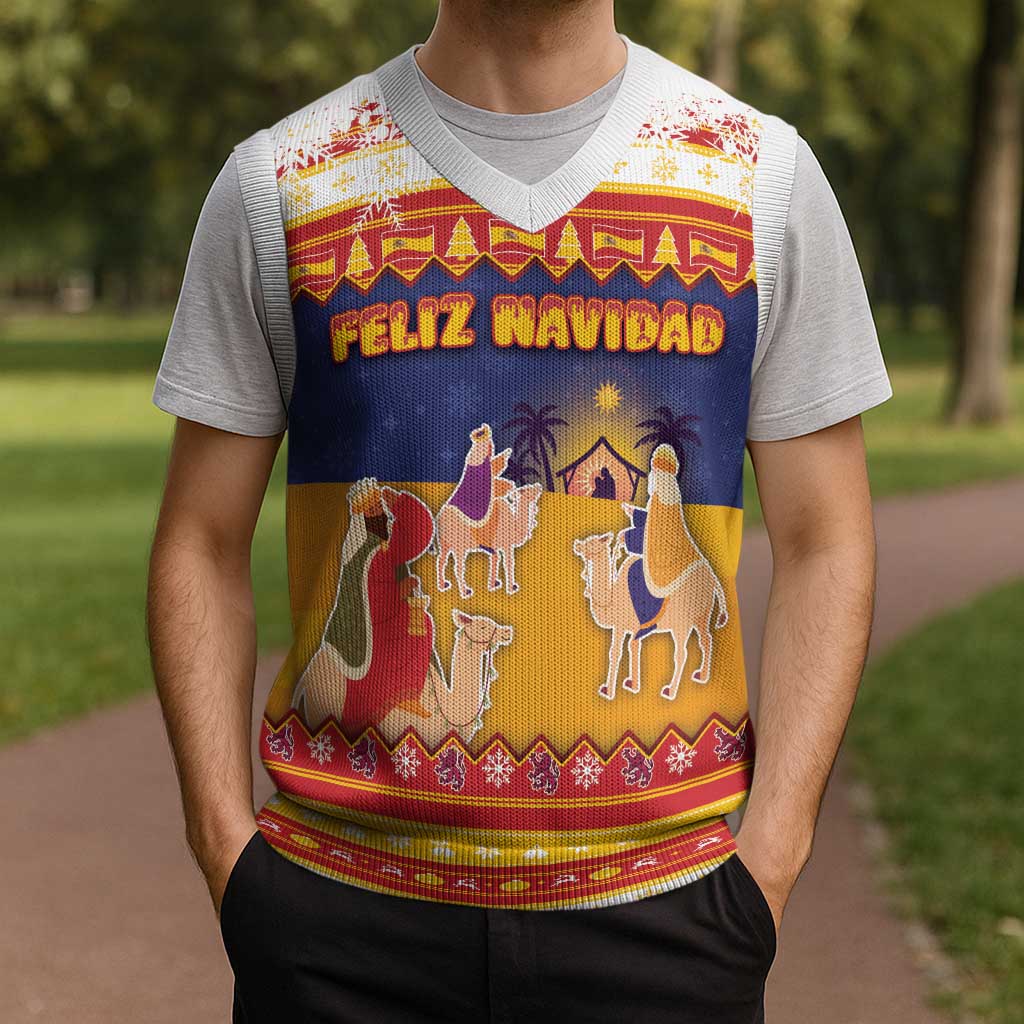 Spain Christmas Knitted V-Neck Vest Los Reyes Magos - Wonder Print Shop
