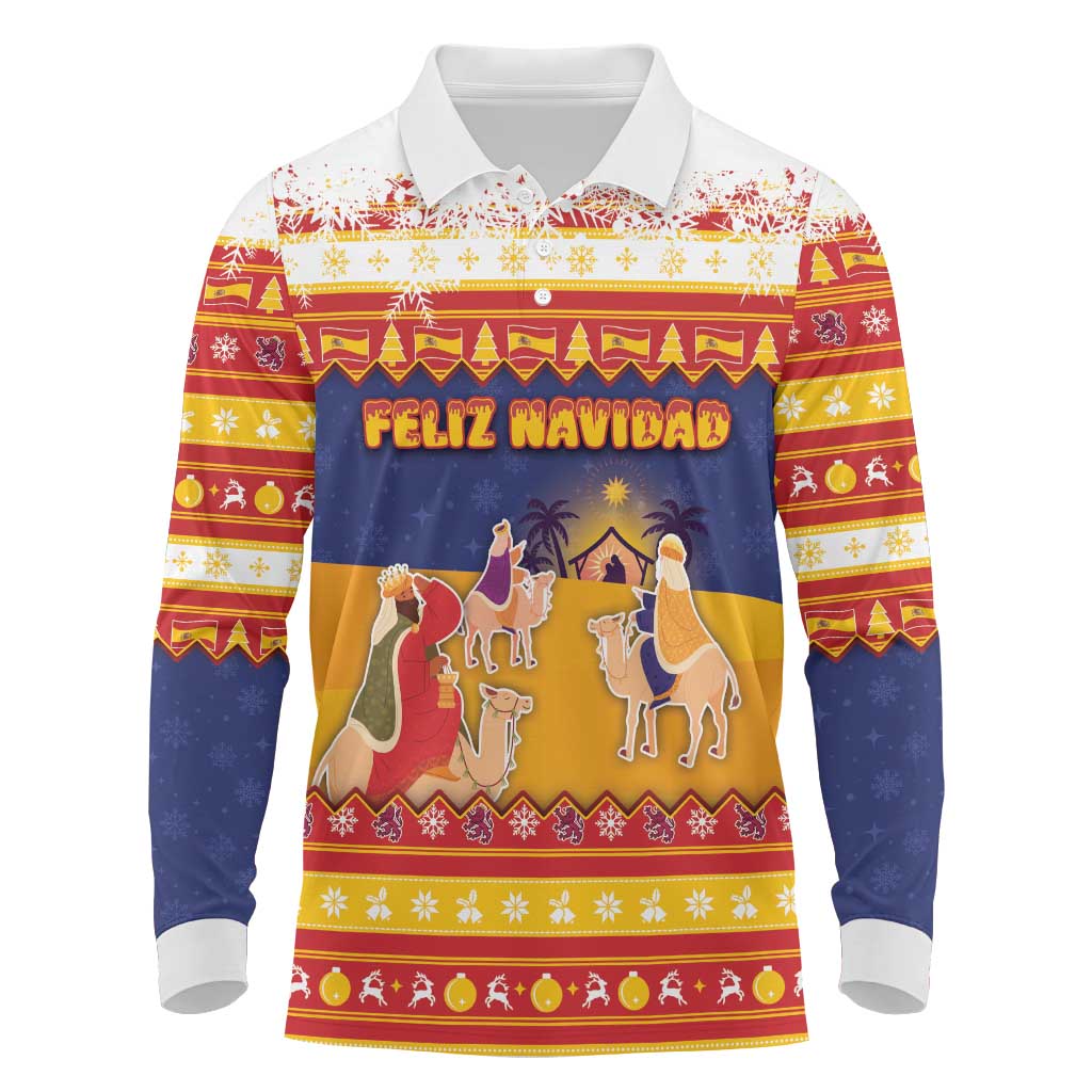 Spain Christmas Long Sleeve Polo Shirt Los Reyes Magos - Wonder Print Shop