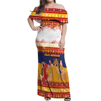 Spain Christmas Off Shoulder Maxi Dress Los Reyes Magos - Wonder Print Shop