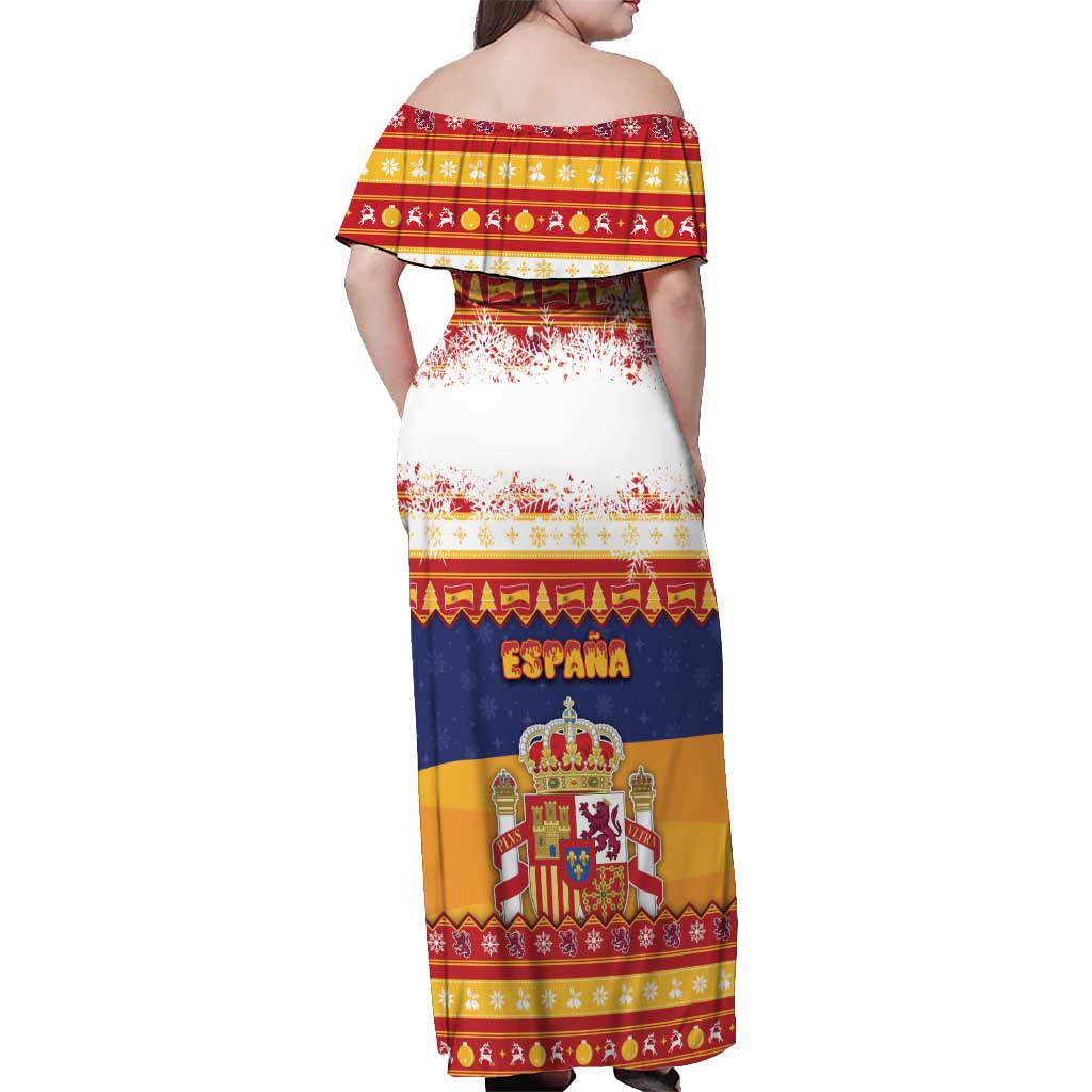 Spain Christmas Off Shoulder Maxi Dress Los Reyes Magos - Wonder Print Shop