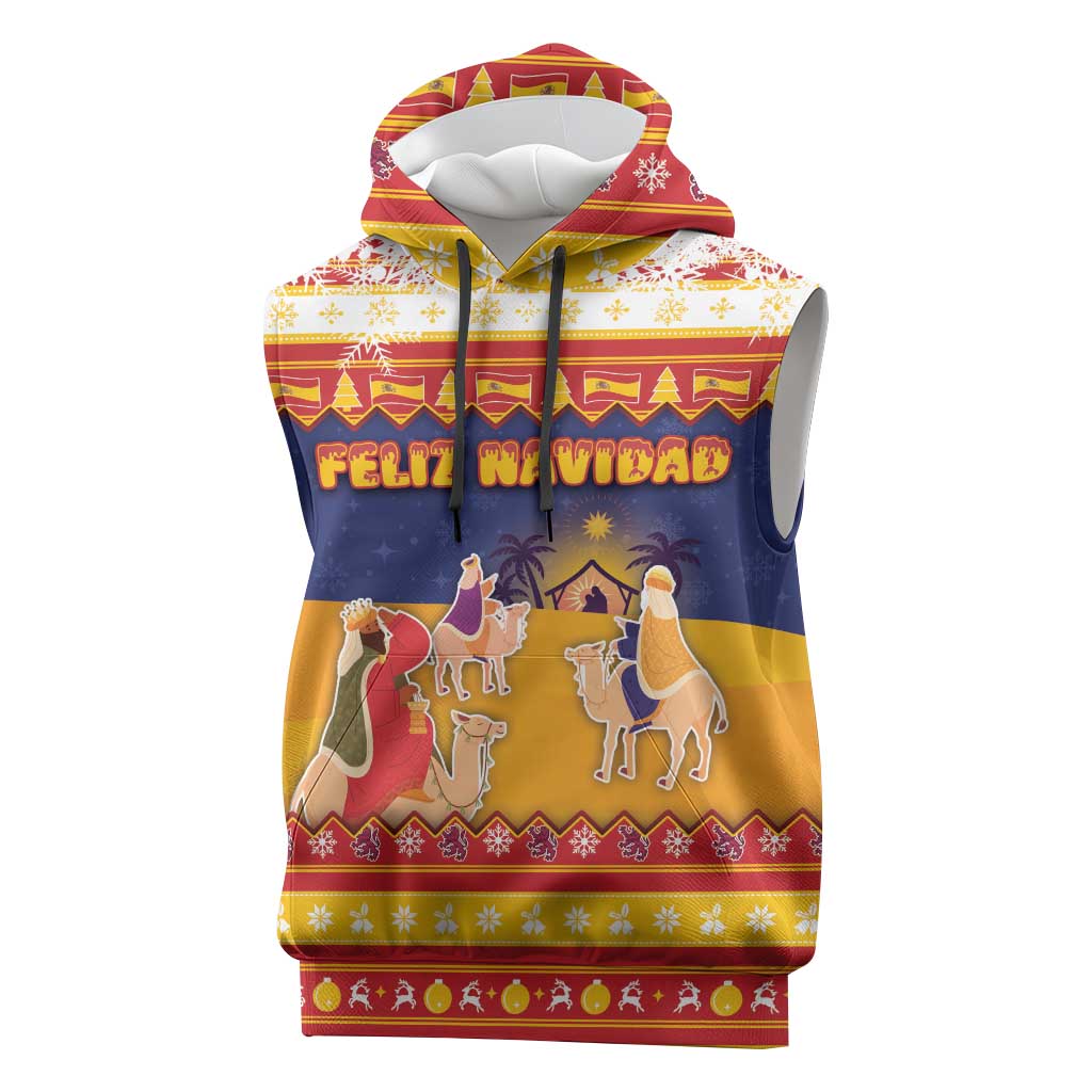 Spain Christmas Sleeveless Hoodie Los Reyes Magos - Wonder Print Shop