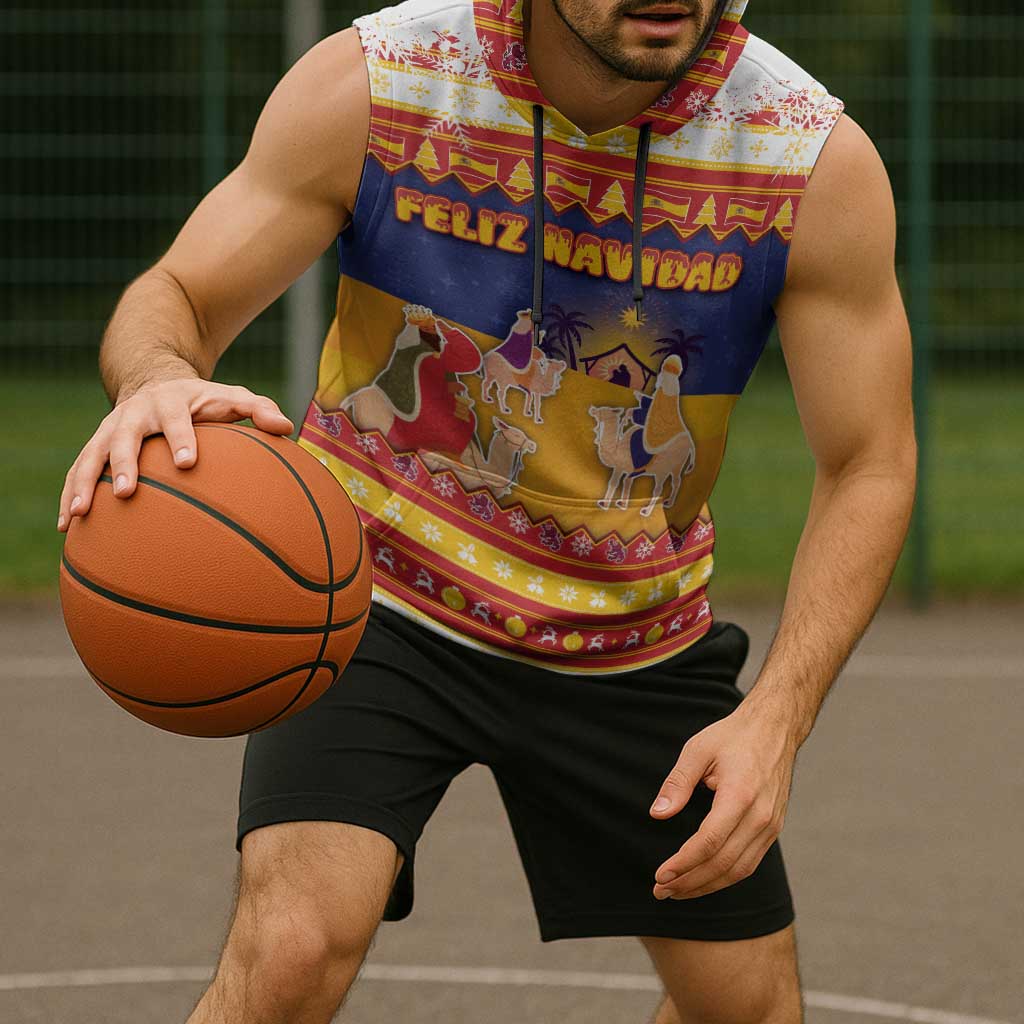 Spain Christmas Sleeveless Hoodie Los Reyes Magos - Wonder Print Shop