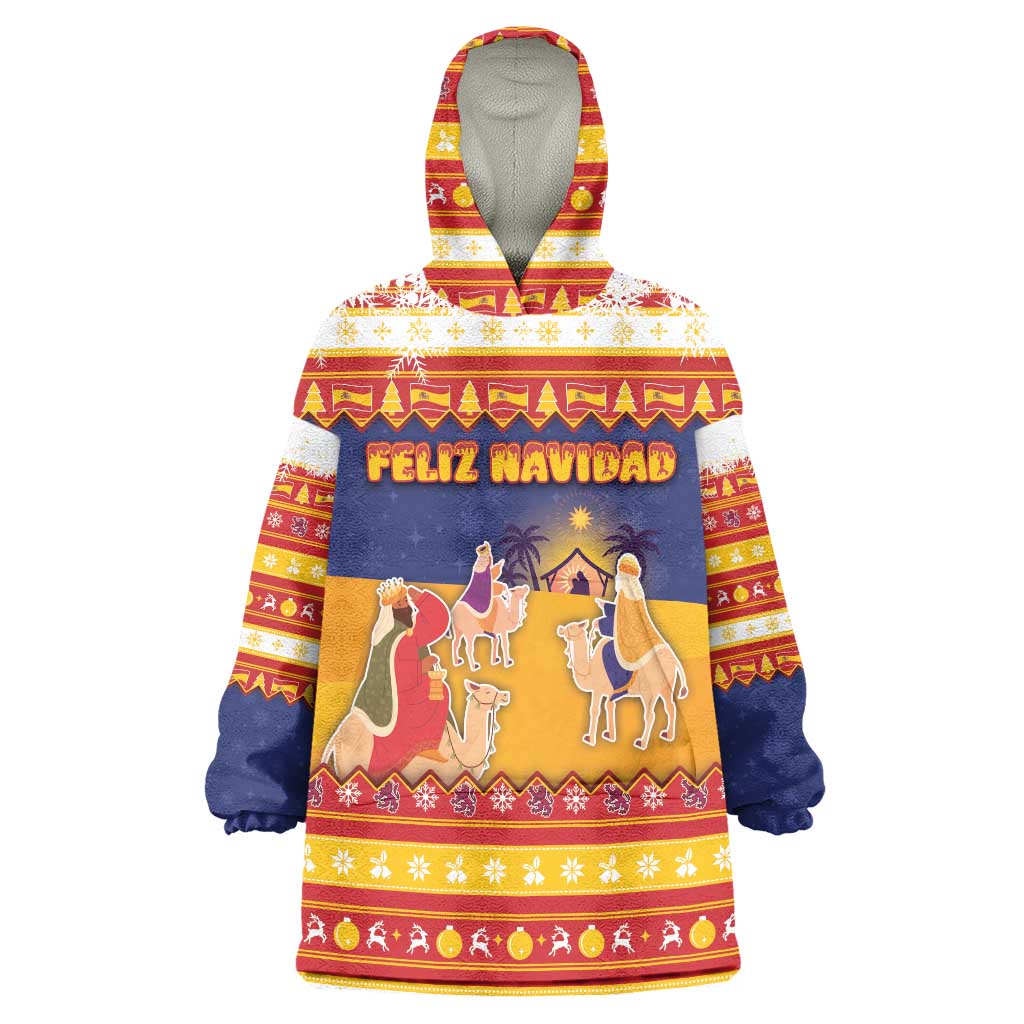 Spain Christmas Wearable Blanket Hoodie Los Reyes Magos - Wonder Print Shop