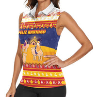 Spain Christmas Women Sleeveless Polo Shirt Los Reyes Magos - Wonder Print Shop