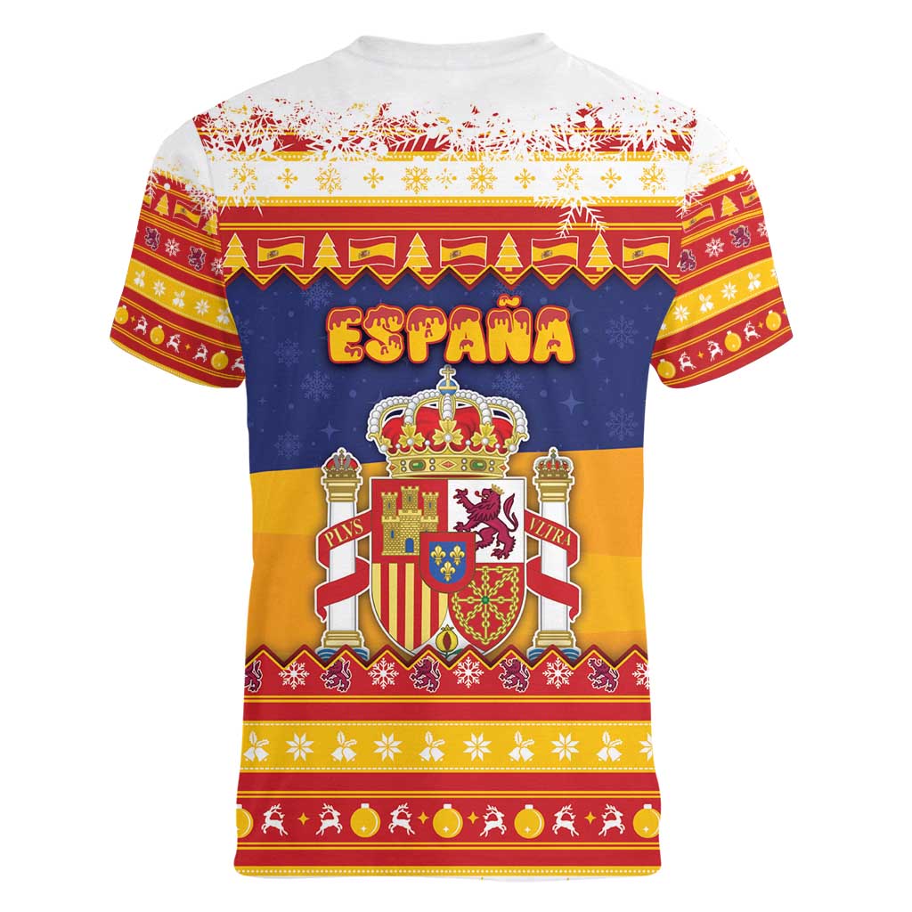 Spain Christmas Women V-Neck T-Shirt Los Reyes Magos - Wonder Print Shop