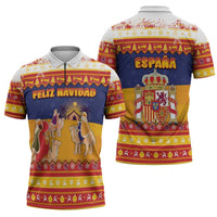Spain Christmas Zipper Polo Shirt Los Reyes Magos - Wonder Print Shop