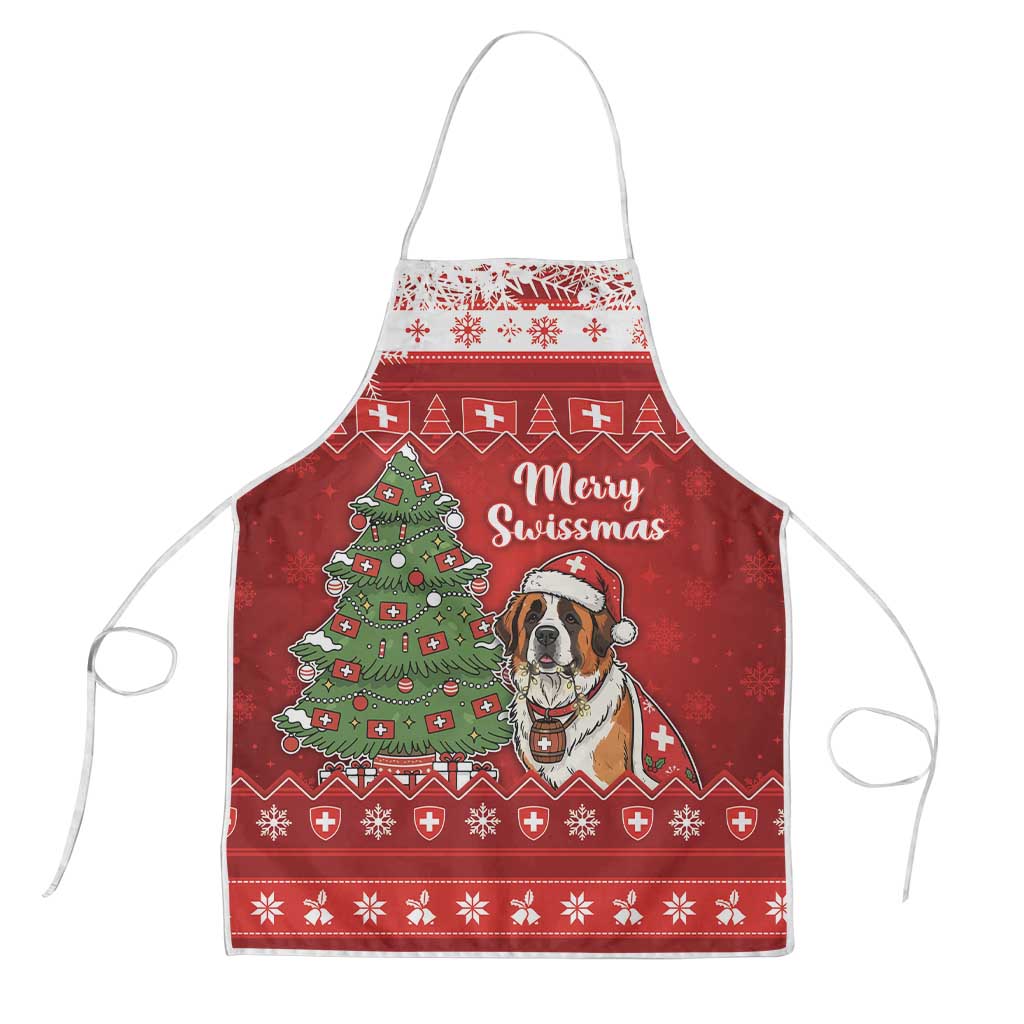 Switzerland Christmas Apron Saint Bernard Merry Swissmas - Wonder Print Shop