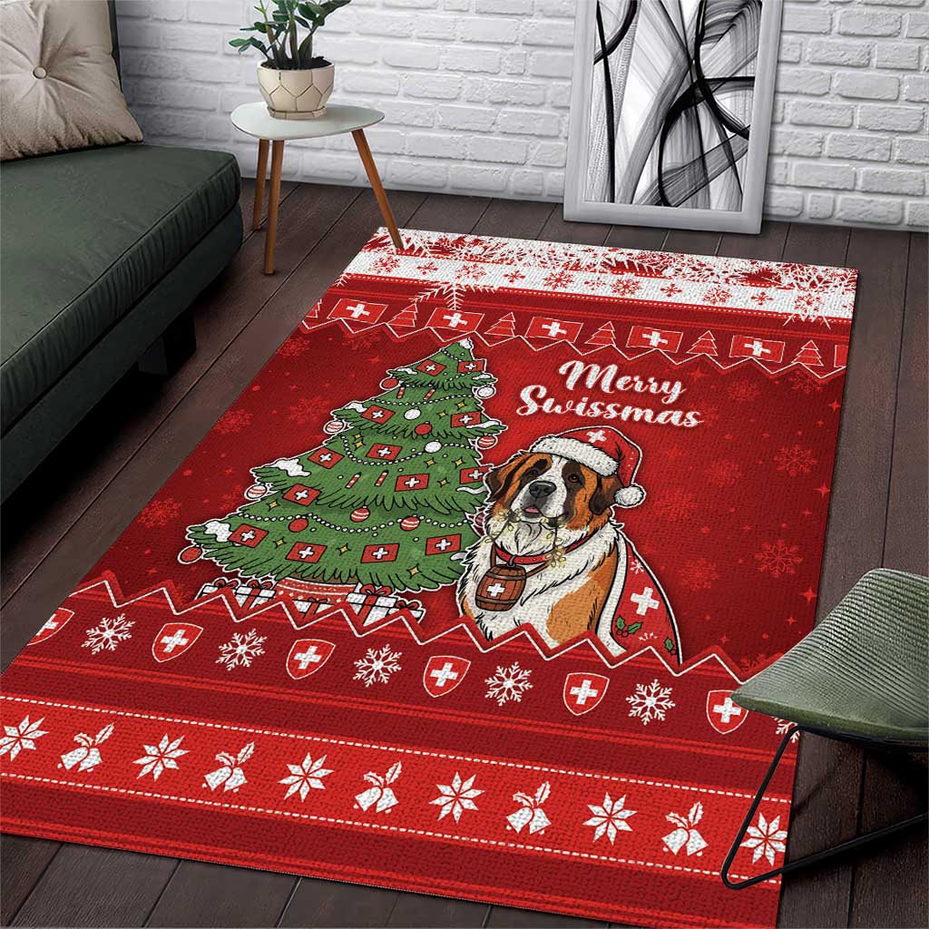 Switzerland Christmas Area Rug Saint Bernard Merry Swissmas - Wonder Print Shop