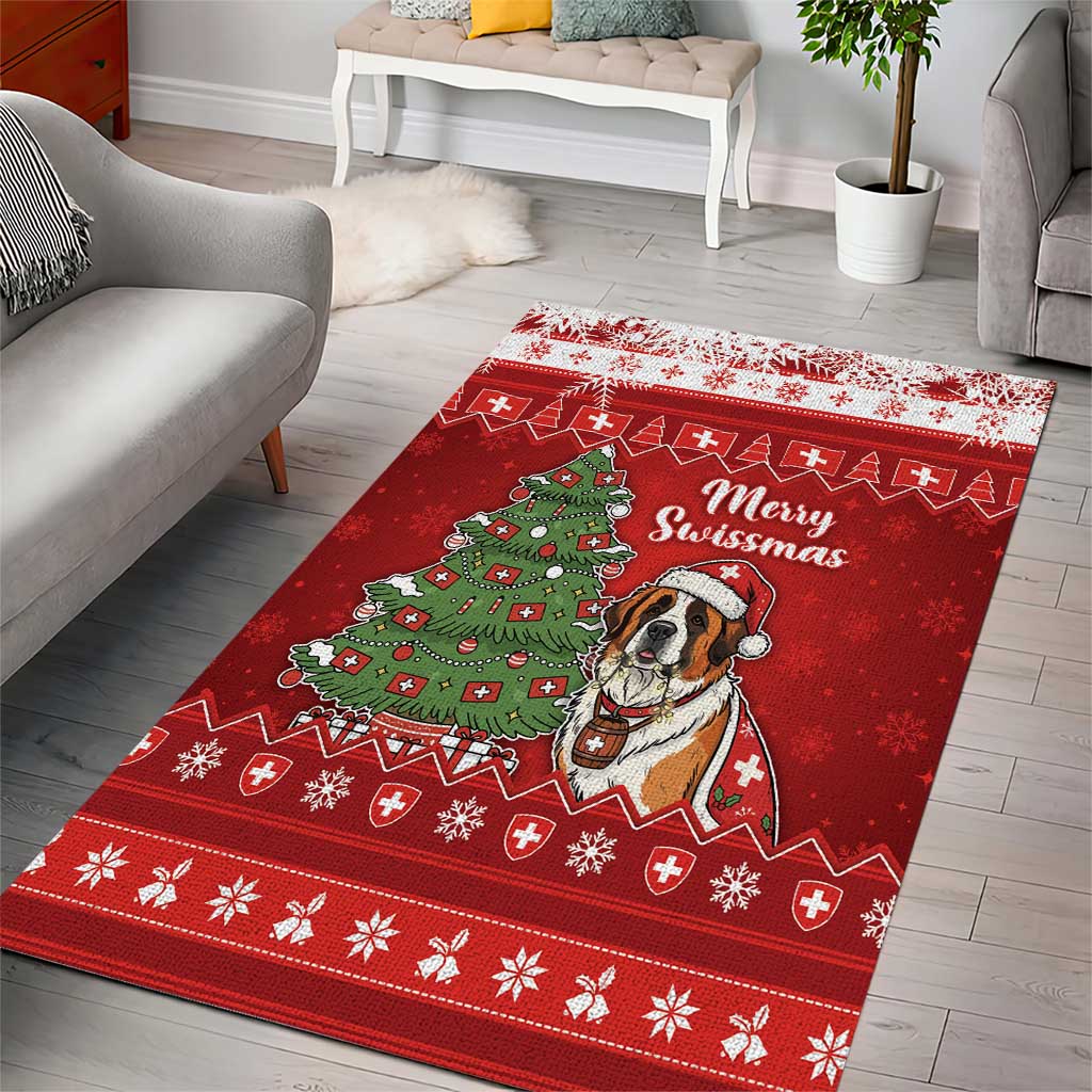 Switzerland Christmas Area Rug Saint Bernard Merry Swissmas - Wonder Print Shop