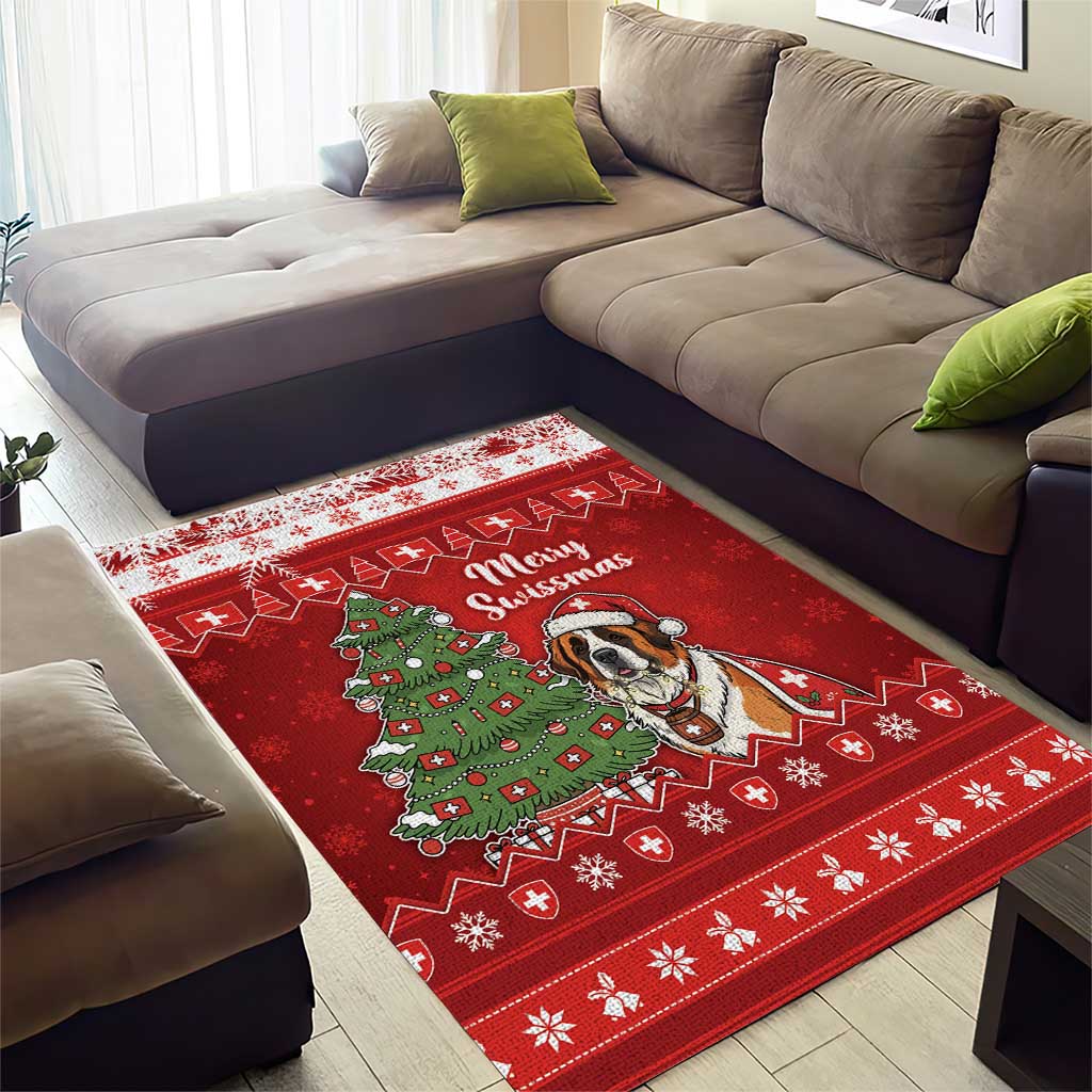 Switzerland Christmas Area Rug Saint Bernard Merry Swissmas - Wonder Print Shop