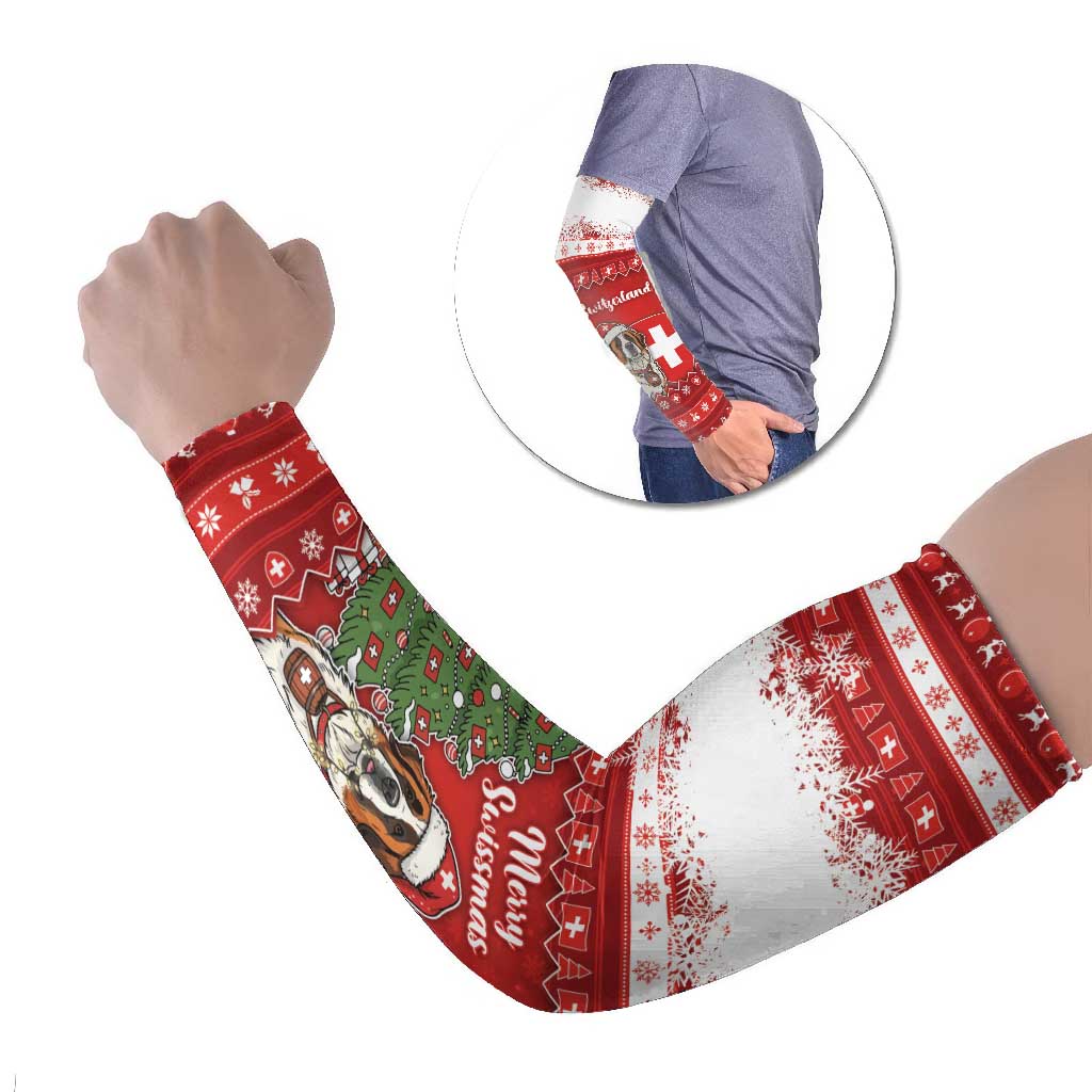 Switzerland Christmas Arm Sleeves Saint Bernard Merry Swissmas - Wonder Print Shop