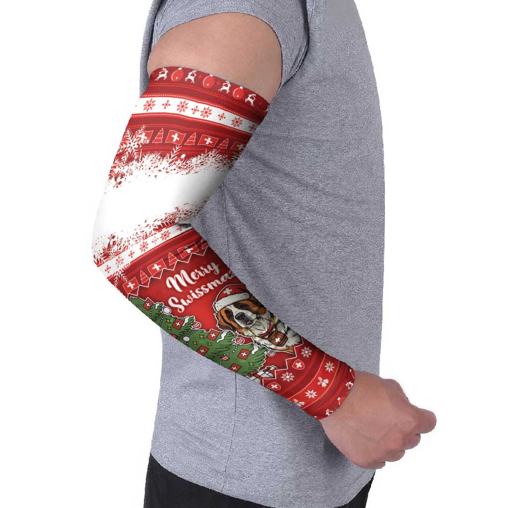 Switzerland Christmas Arm Sleeves Saint Bernard Merry Swissmas - Wonder Print Shop