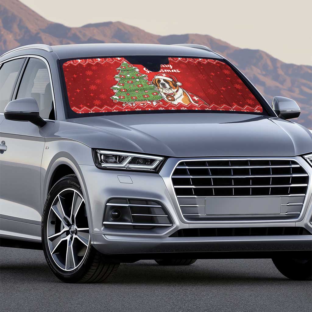 Switzerland Christmas Auto Sun Shade Saint Bernard Merry Swissmas - Wonder Print Shop