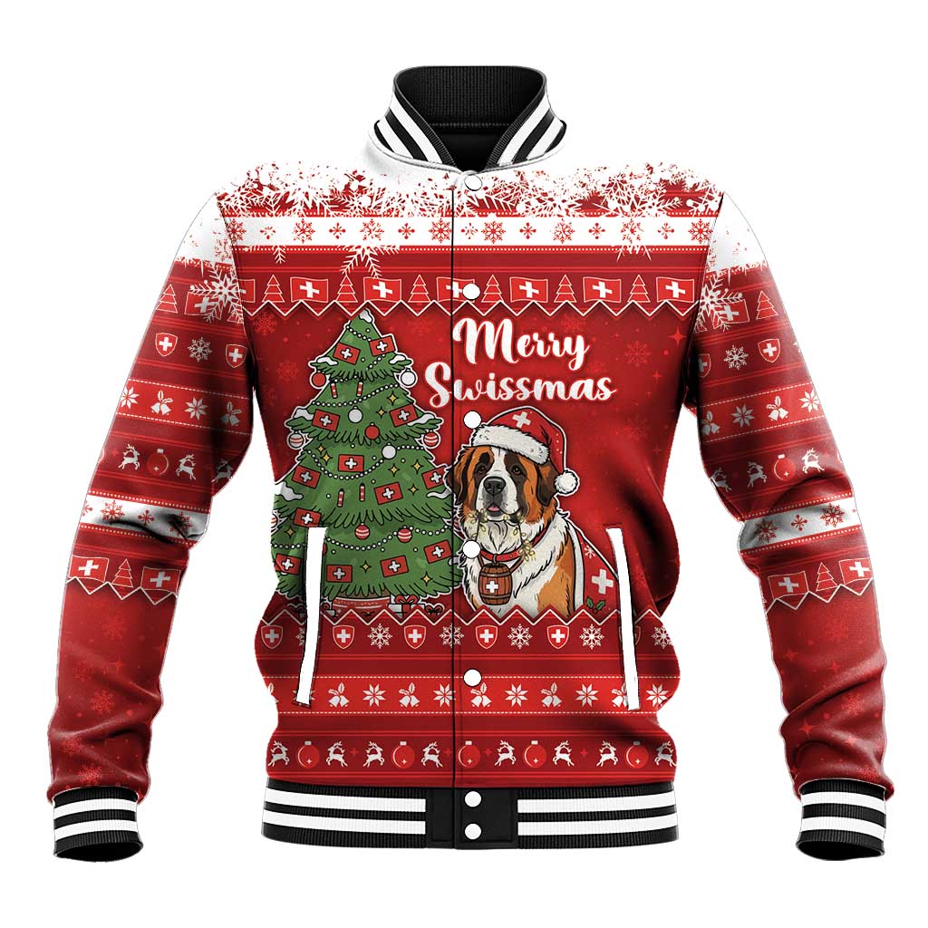 Switzerland Christmas Baseball Jacket Saint Bernard Merry Swissmas - Wonder Print Shop