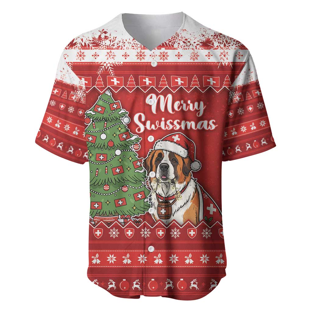 Switzerland Christmas Baseball Jersey Saint Bernard Merry Swissmas - Wonder Print Shop