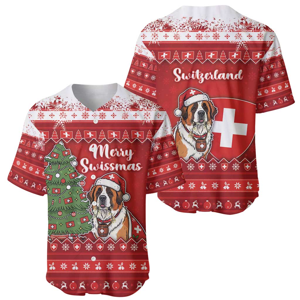 Switzerland Christmas Baseball Jersey Saint Bernard Merry Swissmas - Wonder Print Shop