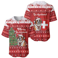 Switzerland Christmas Baseball Jersey Saint Bernard Merry Swissmas - Wonder Print Shop