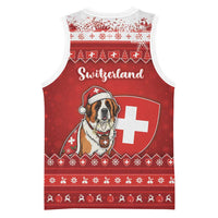 Switzerland Christmas Basketball Jersey Saint Bernard Merry Swissmas - Wonder Print Shop