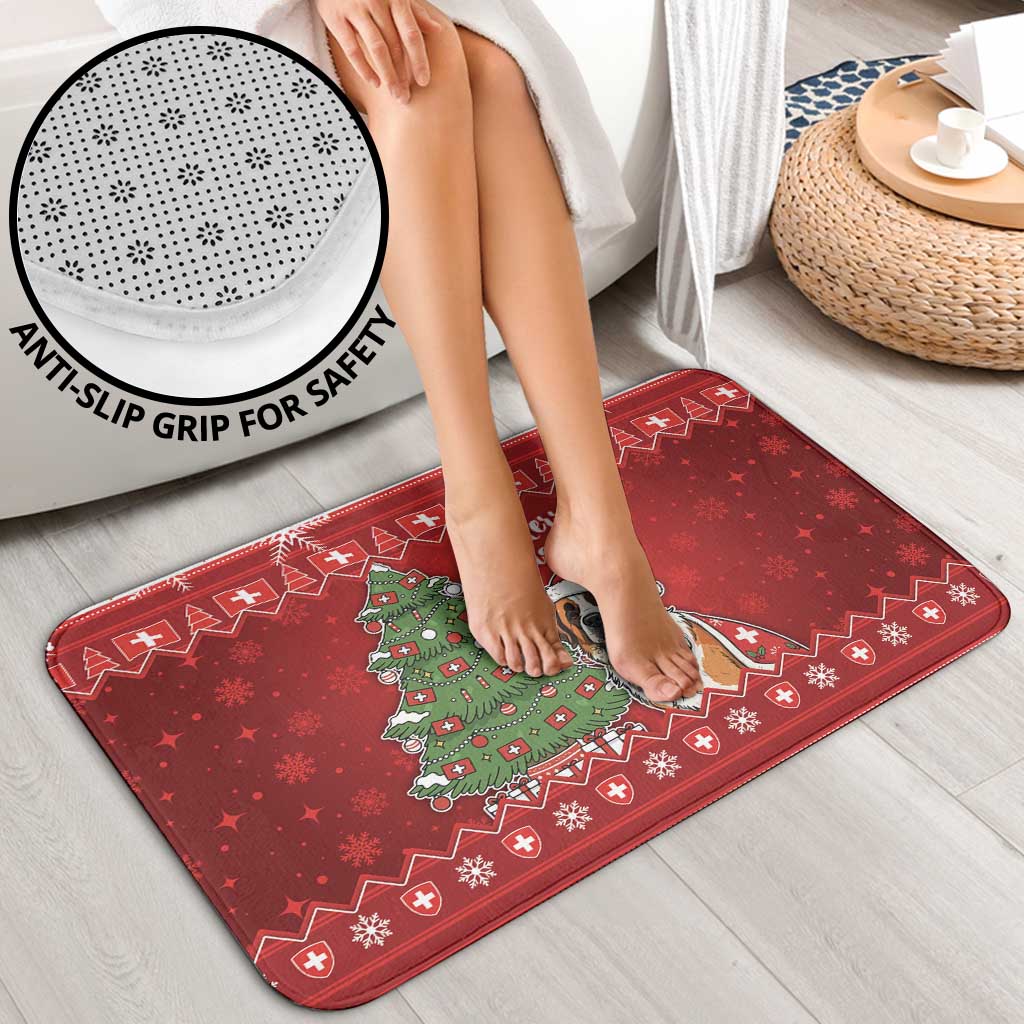 Switzerland Christmas Bathroom Set Saint Bernard Merry Swissmas - Wonder Print Shop